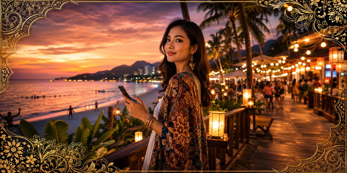Pengguna semak odds pertaruhan melalui telefon pintar di Penang Malaysia